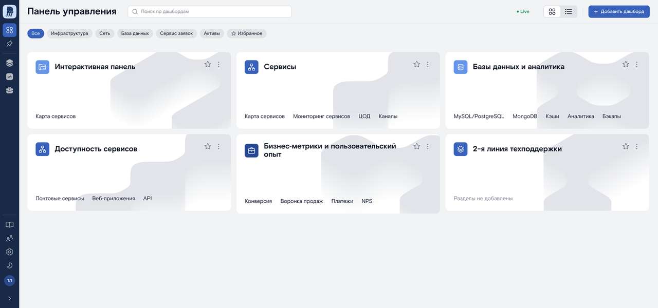 Несколько дашбордов